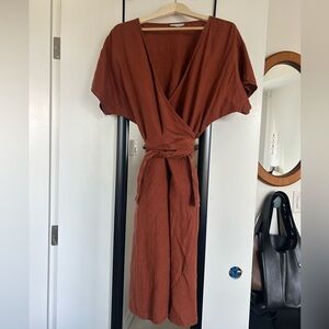 Linenfox Rust Midi Dress